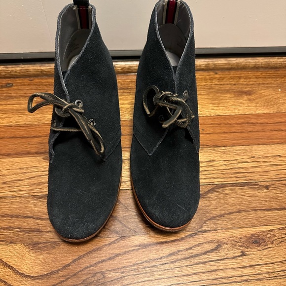 Sperry Top Sider Women US 7.5 black Leather Wedge Bootie Boots Shoe - Picture 3 of 5